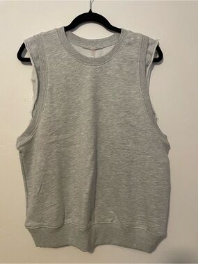 Free People Light Heather Gray Raw-Edge Muscle Tee